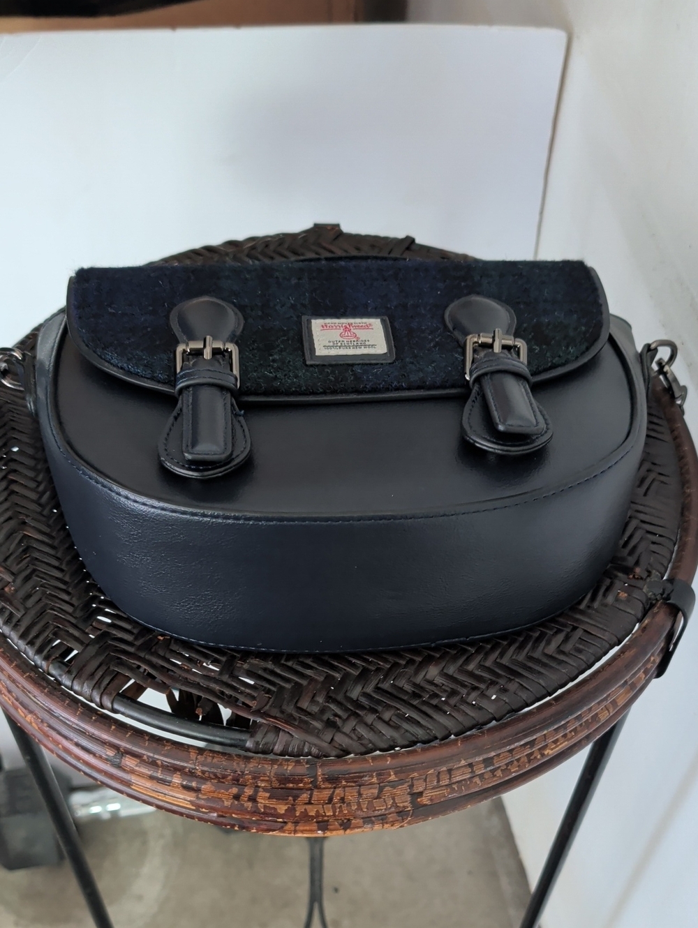 Classic Black Plaid Satchel Crossbody Bag - Picture 13 of 16